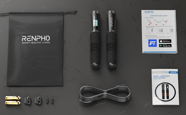 RENPHO Smart Jump Rope, Fitness Skipping Rope with APP Data Analysis, Workout Jump Ropes for Home Gym