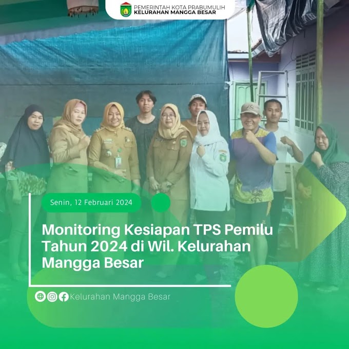 Lurah Mangga Besar Asniliaty, S.Si, M.Si Di Dampingi Oleh Kasi Pemerintahan Masayu Ramadhona, S.E Meninjau Kesiapan TPS Pemilu Tahun 2024  Serta Antisipasi Hujan Saat Pelaksanaan Pemilu Di Wilayah Kelurahan Mangga Besar