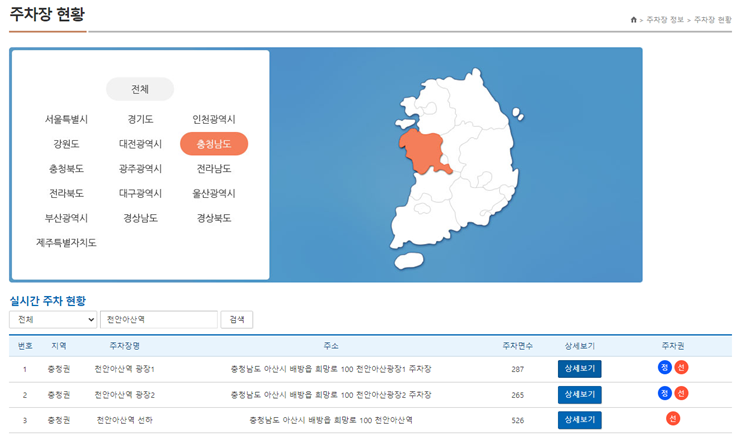 천안아산역 공영주차장 현황
