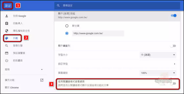 Chrome 電腦版「閱讀器模式」、手機版「簡易檢視模式」的啟用、使用、停用(關閉)之心得筆記