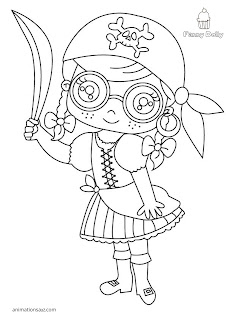 cute coloring book pirates girls kawaii