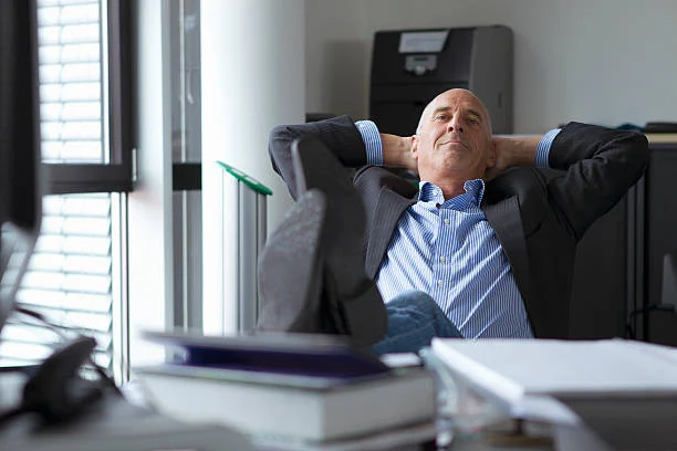 Man relaxing in office