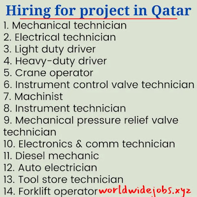Hiring for project in Qatar Latest