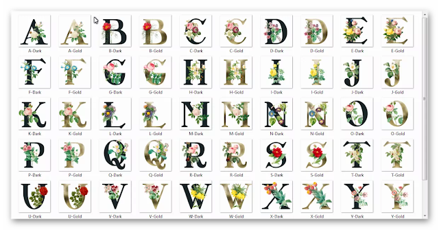 Floral Monogram Alphabet Letters 19039308