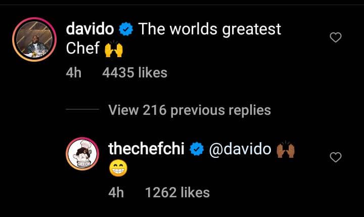 The world greatest chef- Davido hails Chioma over her cooking skills