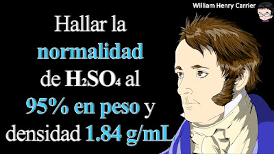 Calcular la concentración normal de H2SO4 de densidad 1.84 g/ml al 95.0 % en peso