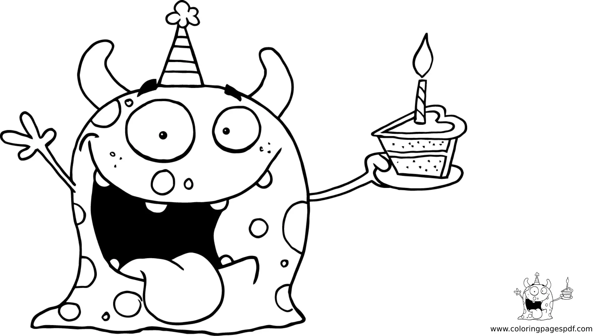 Coloring Pages Of A Monster Eating Birthday Cake
