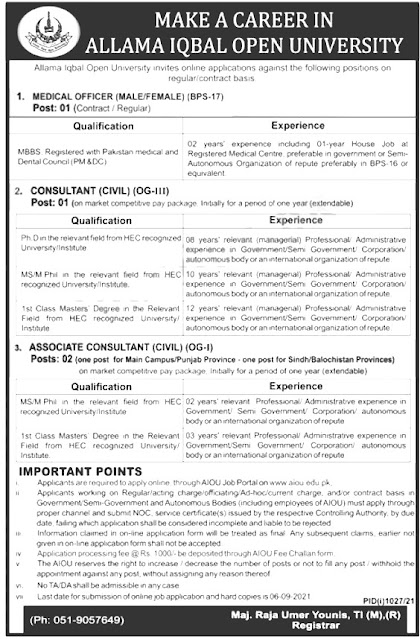 Allama Iqbal Open University Jobs - AIOU Jobs 2021