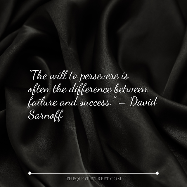 "The will to persevere is often the difference between failure and success." – David Sarnoff