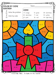 St. Lucia's Day Color By Number Worksheets Addition Candle