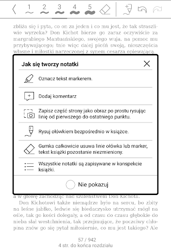 PocketBook InkPad Lite – taki komunikat pojawia się na ekranie po przejściu do odręcznych notatek