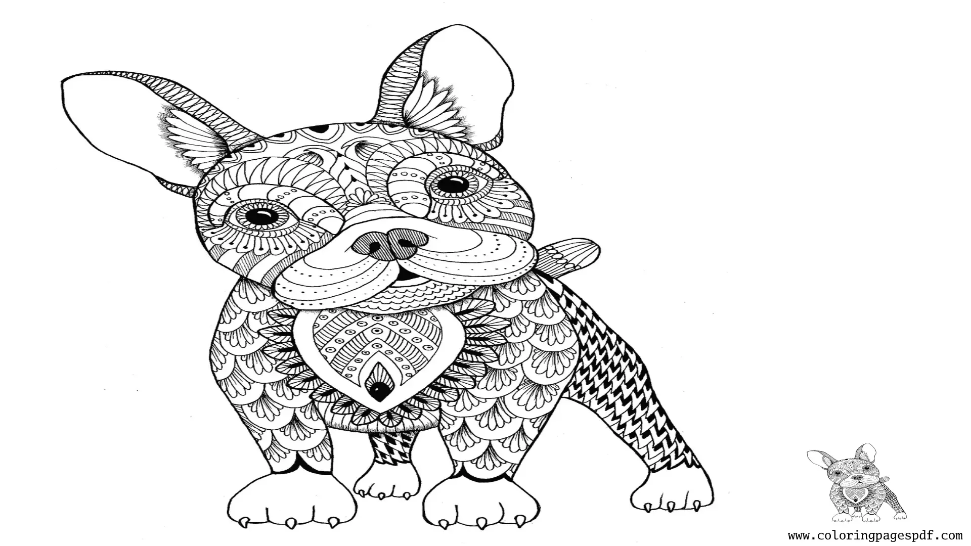 Coloring Page Of A Standing Puppy Mandala