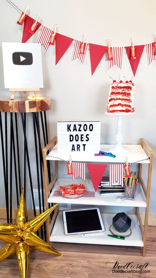 Okay, let's get started with this fun DIY party. This was a fun party that we celebrated just as a family...but could easily be altered into a social media/YouTube star inspiring birthday party.    The decorations are simple enough to make for any theme too!