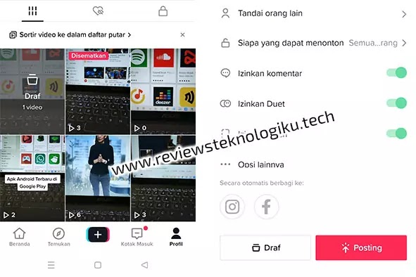 cara membuat dan melihat draft video tiktok