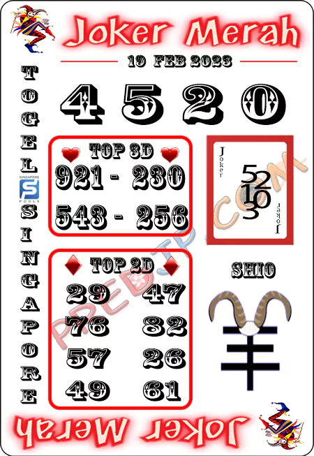 Prediksi Joker Merah Sgp Paling Jitu Minggu 19-02-2023