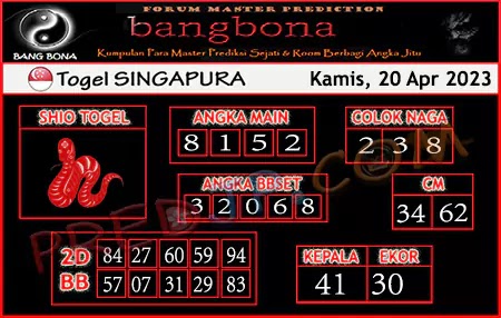 Prediksi Bang Bona SGP Kamis 20 April 2023