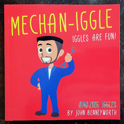 Mechaniggle amazing iggles childrens picture book cover showing illustrated mechanic smiling