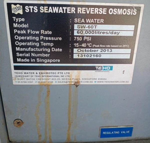 STS SEAWATER SWT-60T FRESH WATER TREATMENT PLANT