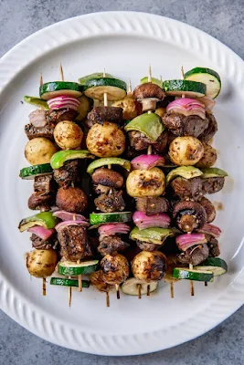 Potato and Mushroom Kebabs