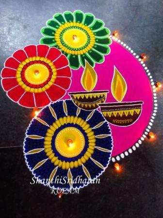 Diwali rangoli designs with diya