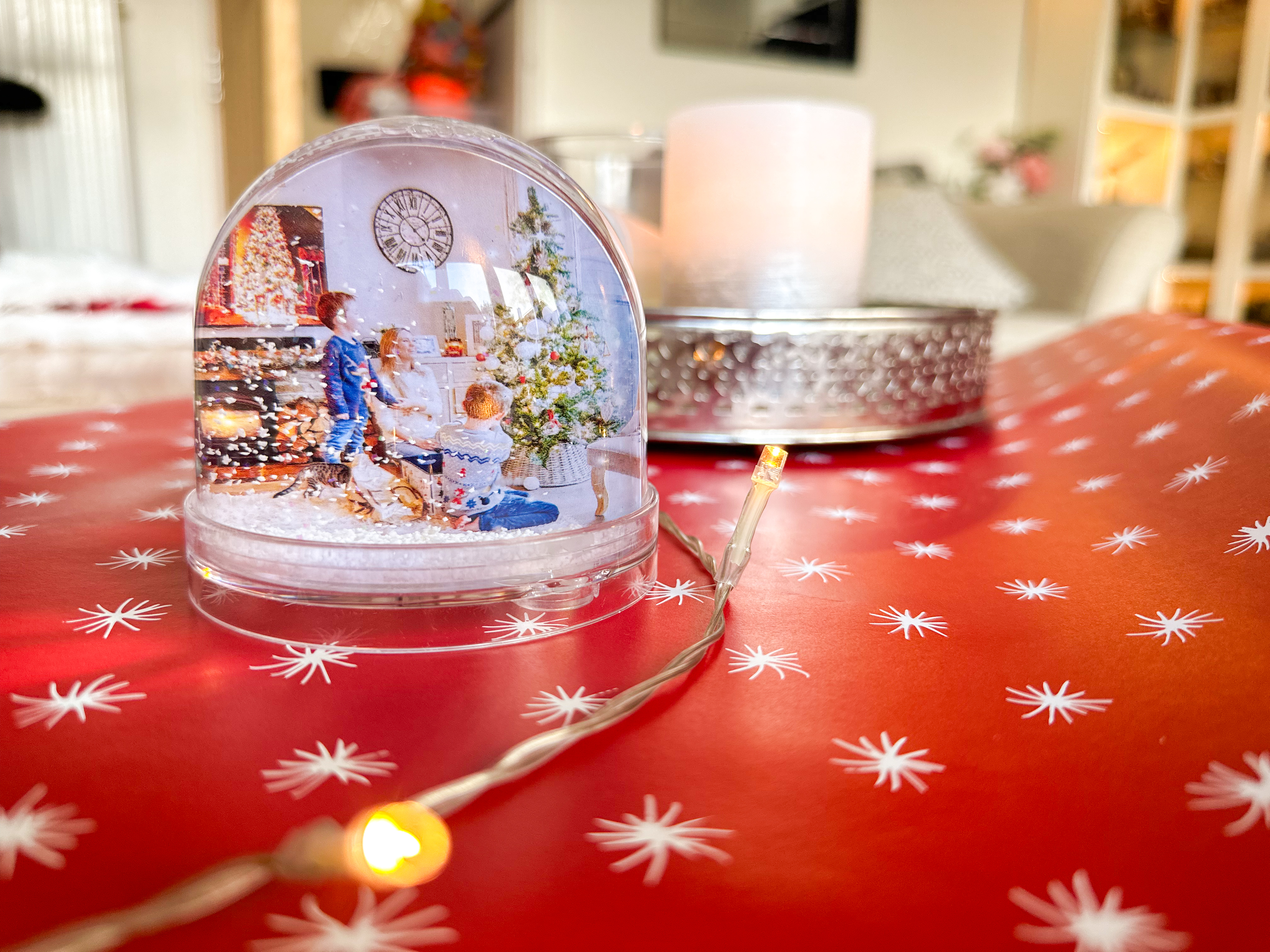 personalised Christmas gifts, christmas photo snow globe