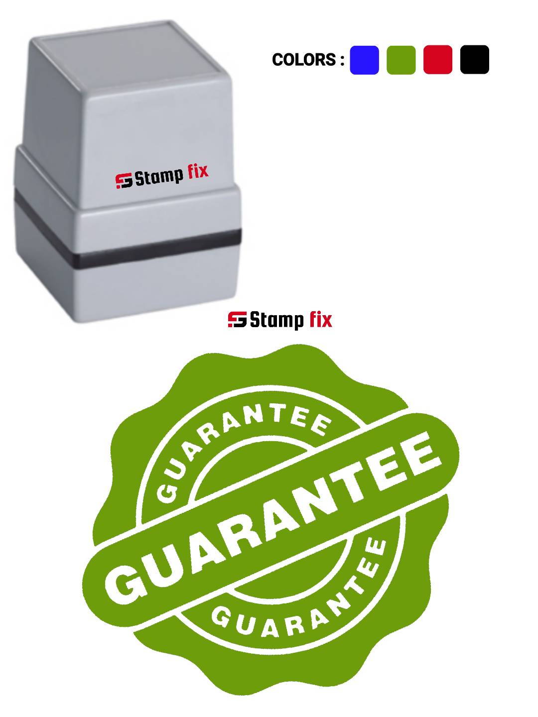 Pre Ink Guarantee Stamp by StampFix, a self-inking stamp with high-quality impressions
in India, nylon stamp, rubber stamp, pre ink stamp, polymer stamp, urgent stamp