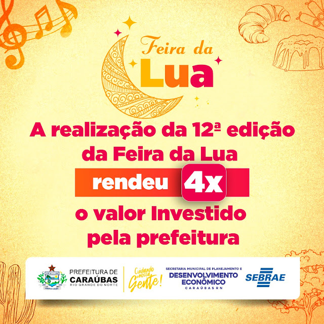 Realização da 12ª edição da Feira da Lua rende quatro vezes a mais o valor investido pela Prefeitura de Caraúbas