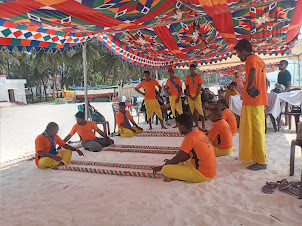 Agatti village menfolk performing folk dance .