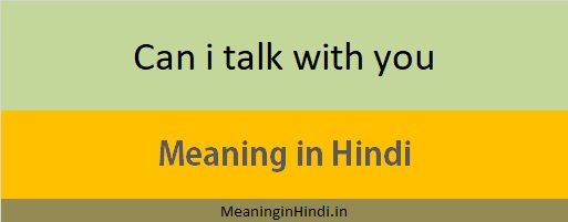 Can i talk with you meaning in Hindi with example