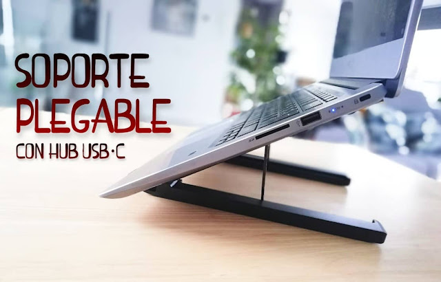 Soporte para Portátil plegable y Hub USB C