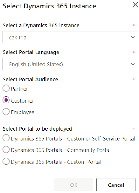 PowerApps portal manage dynamics 365 instance 2
