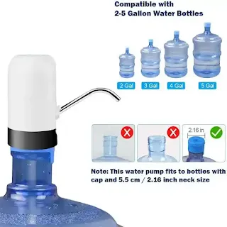 Drinking-Water Pump fit for 1-5 Gallon Water Built-In Bottom Loading Jugs USB Electric Rechargeable Li-ion hown - store