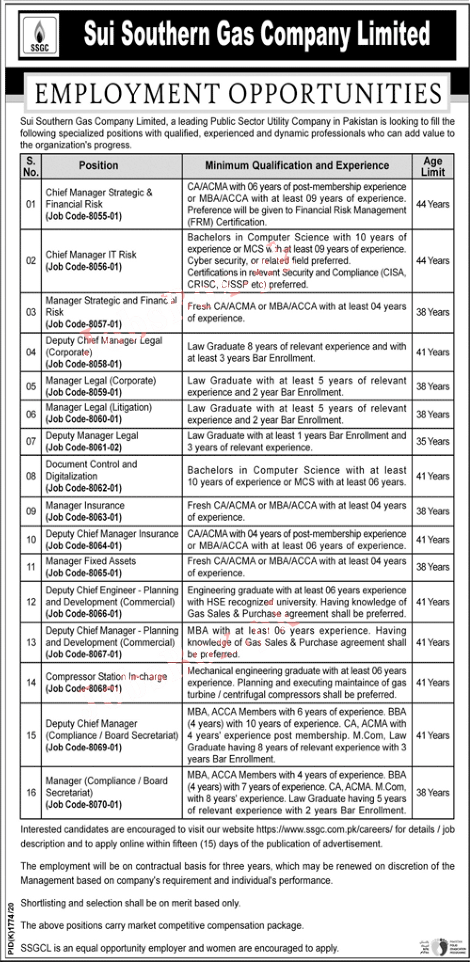 SSGC Jobs 2022 – Sui Southern Gas Company Jobs 2022