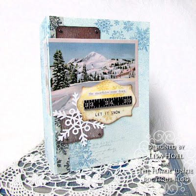 Lisa Hoel for the Funkie Junkie Boutique - Icy & Cold Challenge  #creativejuicefreshsqueezed #eileenhull #tim_holtz #sizzix #mymakingstory #winter