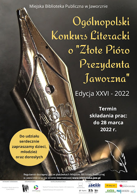 Plakat Ogólnopolski Konkurd Literacki O Złote Pióro Prezydenta Jaworzna Edycja XXVI - 2022