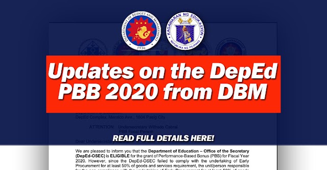 Updates on the DepEd PBB 2020 from DBM
