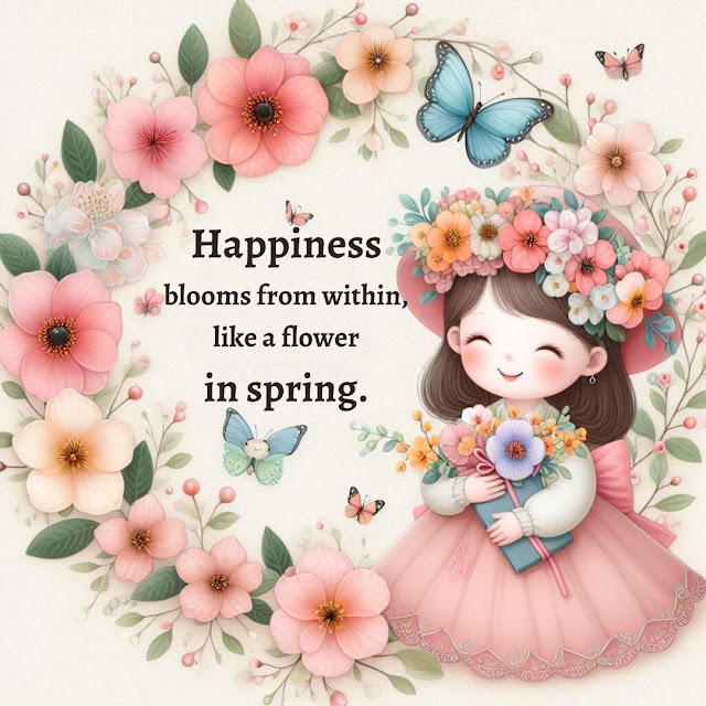 Happiness blooms from within, like a flower in spring.
