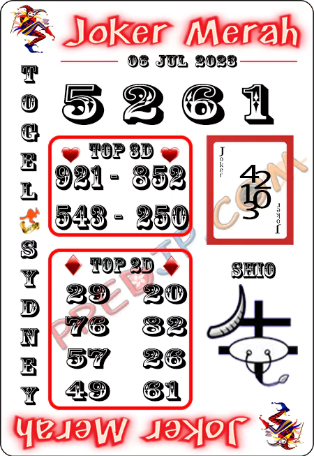 Prediksi Joker Merah Sdy Kamis 06-Juli-2023