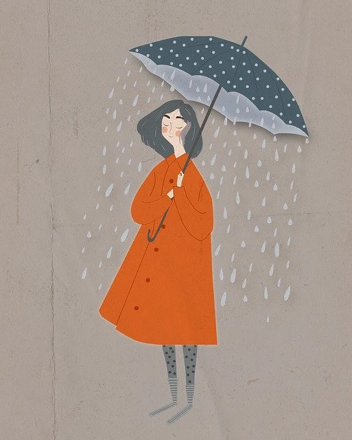 Ilustrasi Anak Perempuan Menggunakan Payung