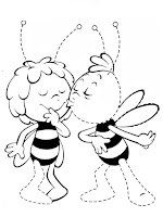 Maya and Willy bees kiss coloring page