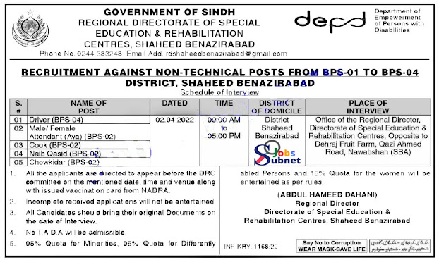 Latest Empowerment Of Person With Disabilities Department Sindh Jobs 2022