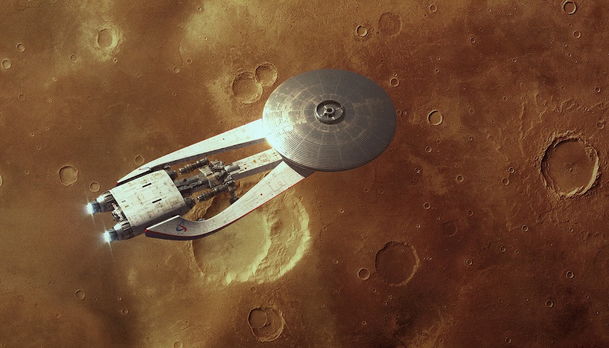 Spaceship landing on Mars by Evgeny Kazantsev