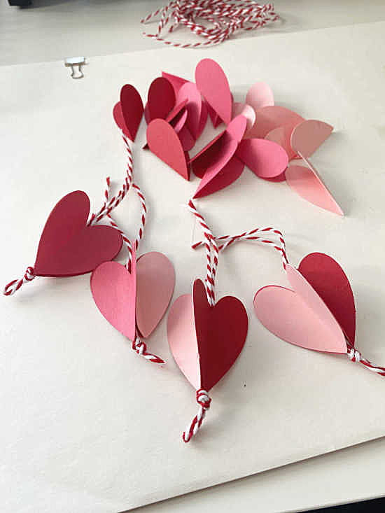 valentine hearts with baker's twine