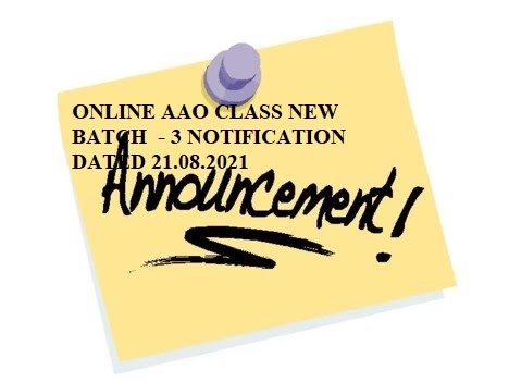
Online AAO Class New Batch-03 Notification Dated 21.08.2021 | Shri. P.Karunanithy, Retired SPOs, Tamilnadu Circle Cell No: 9384329681.

