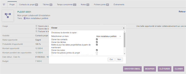 Module Projet choisir un projet bouton "CLONER"