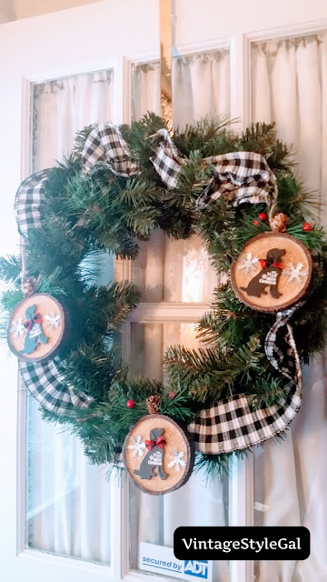 Homemade wreath with dog ornaments