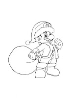 Super Mario as Santa Claus coloring page