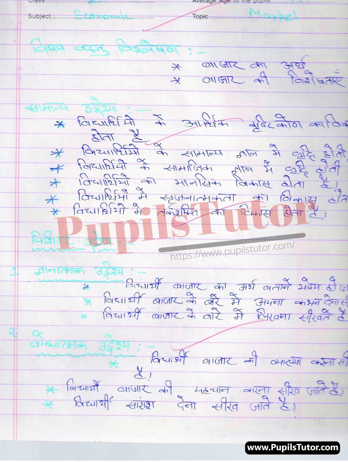 Bazar Lesson Plan | Market Lesson Plan In Hindi For Class 7 To 12 – (Page And Image Number 1) – Pupils Tutor