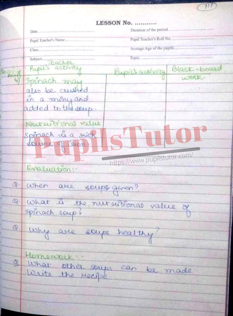 Home Science Lesson Plan On Spinach Soup For Class/Grade 6th To 10 For CBSE NCERT School And College Teachers  – (Page And Image Number 3) – www.pupilstutor.com