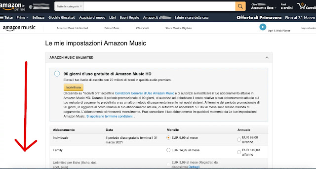 Come disdire abbonamento Amazon Music Unlimited e Hd